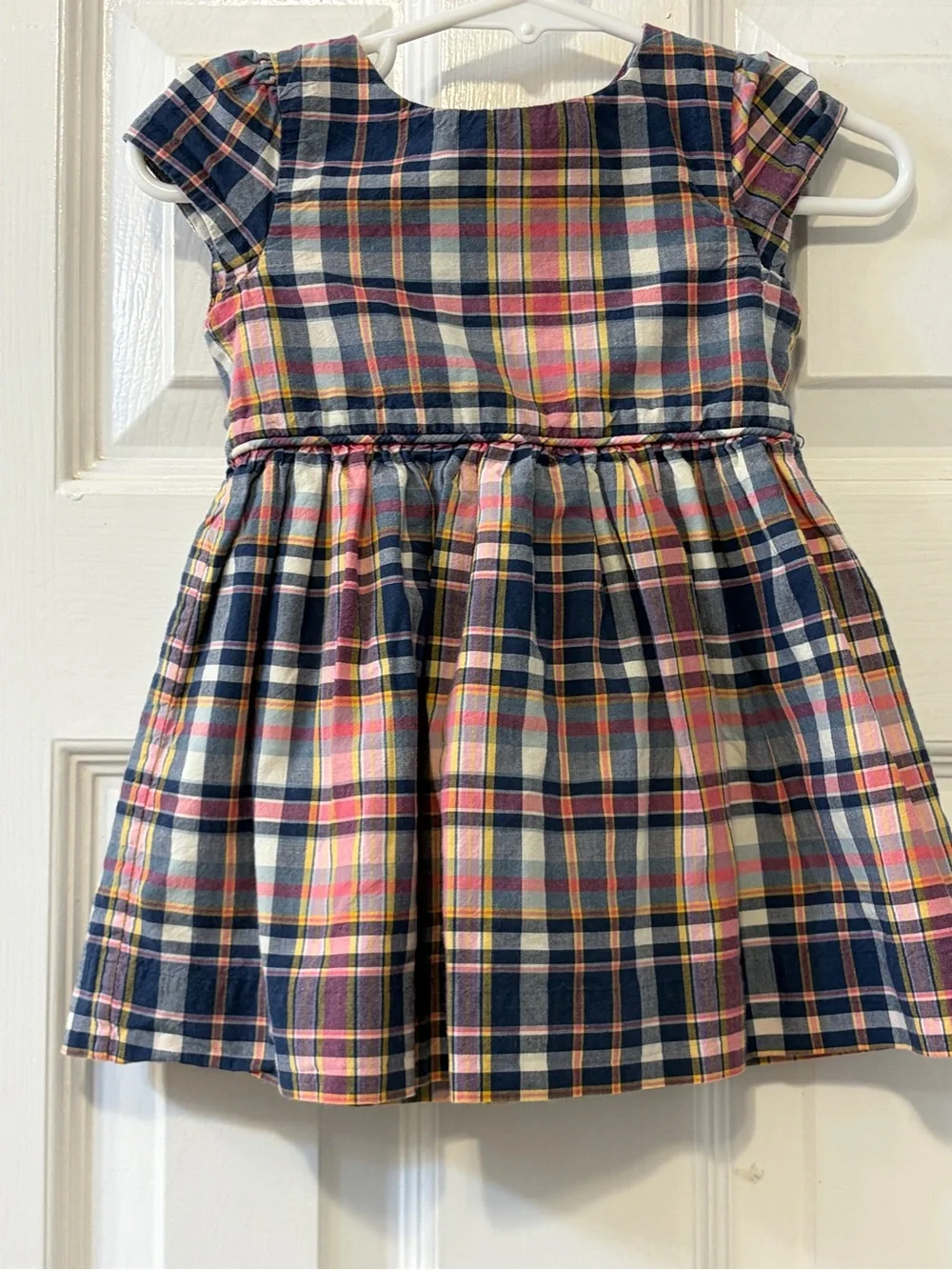Ralph Lauren Pink & Blue Colorful Multi-Check Plaid Pattern w/Gathered Skirt 6 M